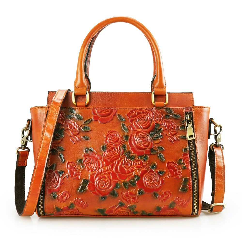 Crossbody Bag Leather Shoulder Bag Tote Handle Medium Satchel :[ - Picture 7 of 9